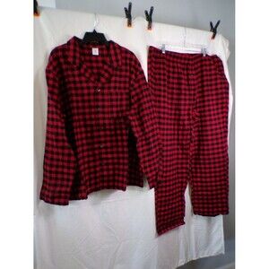 Amazon Essentials Women's Pajama Set Size M Red Black Buffalo Plaid